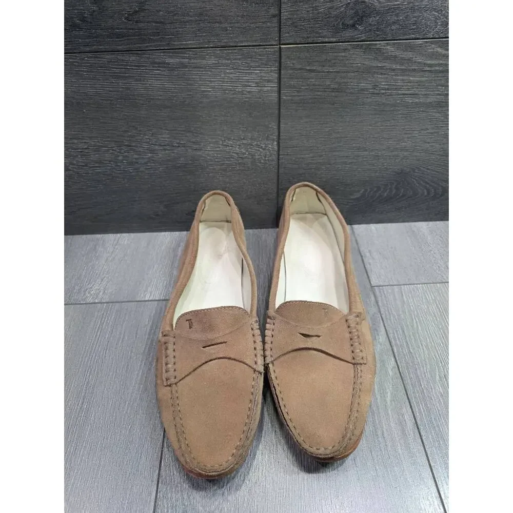 Tod's Gommino suede loafers classic penny slot TAN COLOR size 39 1/2 S000147